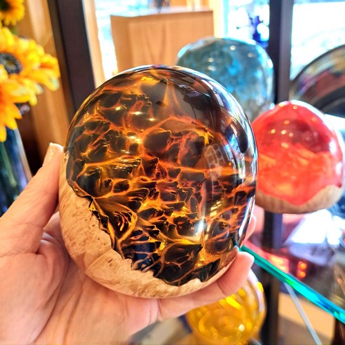 SH216 Torched Maple Burl & Amber Resin $200 at Hunter Wolff Gallery